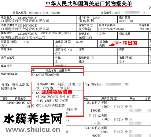 健安喜褪黑素報關(guān)單